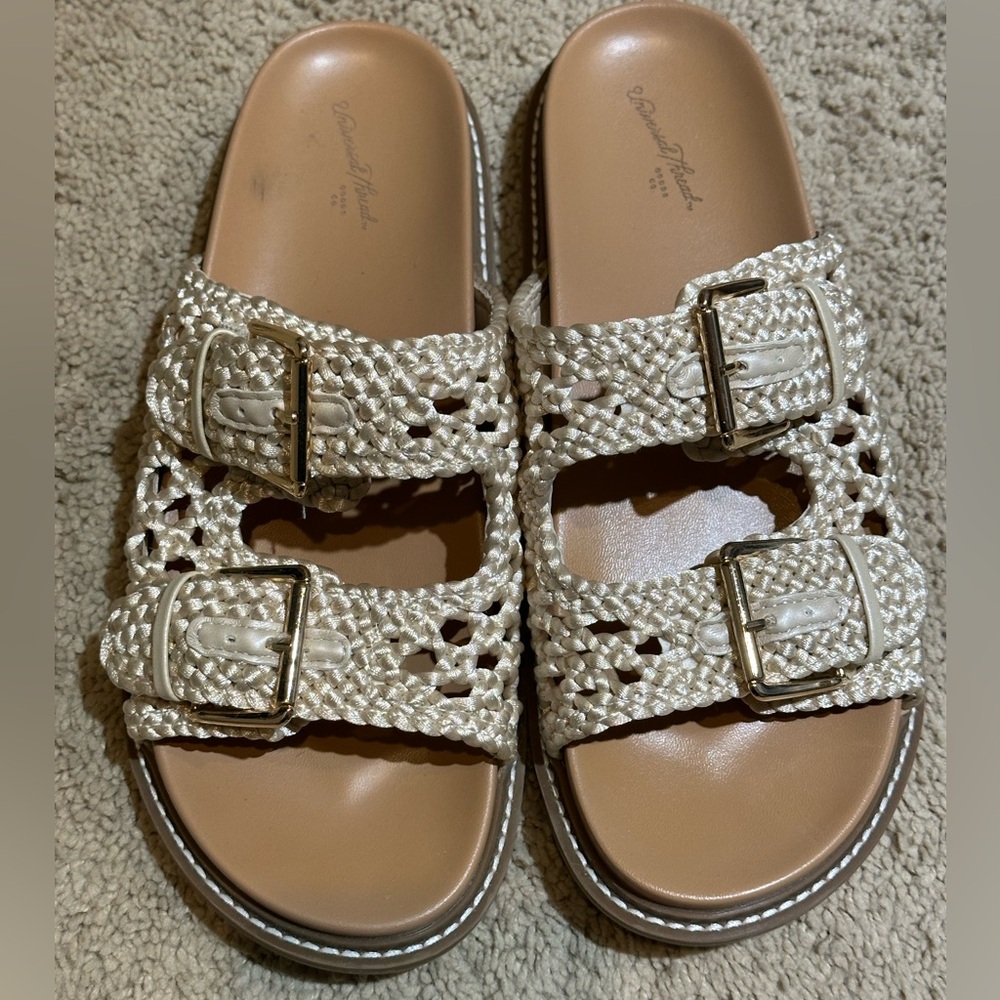 Universal Thread Woven Double-Buckle Slide Sandals - Cream